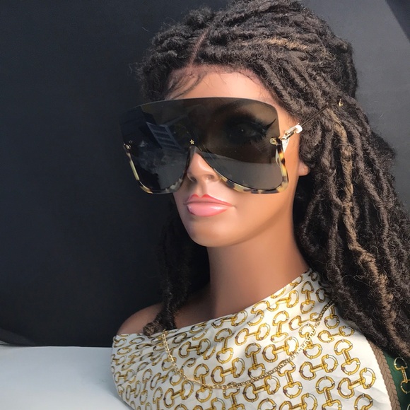 Authentic Gucci GG0540S 002 Havana Grey Shield Sunglasses – New 🔥 - Picture 1 of 13